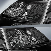 Northern Mariana Islands Auto Sun Shades Turtle Hibiscus Black - Polynesian Pride