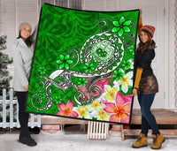 Samoa Premium Quilt - Turtle Plumeria (Green) - Polynesian Pride