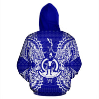 Vanuatu Polynesian All Over Zip up Hoodie Map Blue - Polynesian Pride