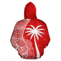 Northern Mariana Islands Polynesian Hoodie Coconut Tree Red nd White - Polynesian Pride