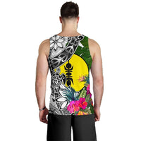 New Caledonia Custom Personalised Men's Tank Top White - Turtle Plumeria Banana Leaf - Polynesian Pride