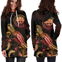Federated States of Micronesia Polynesian Hoodie Dress - Turtle With Blooming Hibiscus Gold - Polynesian Pride