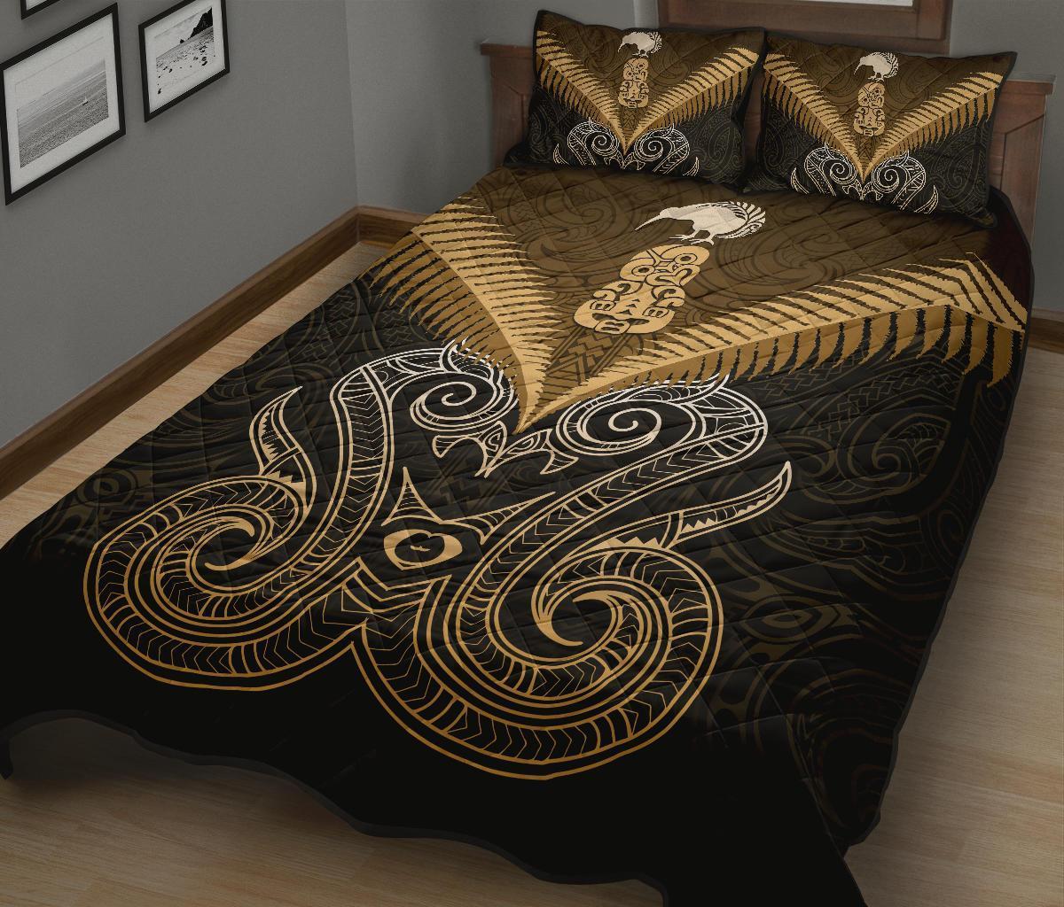 Maori Manaia New Zealand Quilt Bed Set Gold Gold - Polynesian Pride