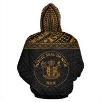 Niue Polynesian Custom Hoodie Horizontal Gold - Polynesian Pride