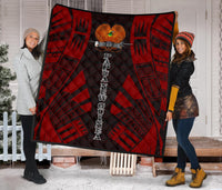 Papua New Guinea Premium Quilt - Papua New Guinea Coat Of Arsms Polynesian Red Tattoo - Polynesian Pride