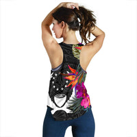 Pohnpei Women's Racerback Tank - Polynesian Hibiscus Pattern - Polynesian Pride