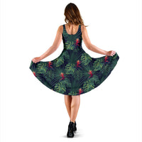 Hawaii Tropical Monstera Leaf Green Midi Dress - Polynesian Pride