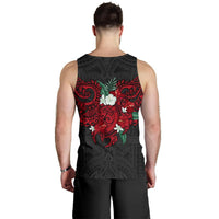 Tahiti Polynesian Men's Tank Top - Hibiscus and Sea Turtle (Red) - Polynesian Pride