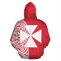 Wallis and Futuna All Over Zip up Hoodie Shoulder Style - Polynesian Pride
