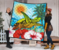 Hawaii Turtle Sea Hibiscus Premium Quilt - Sun Style - Polynesian Pride