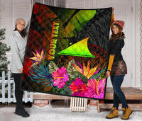 Tokelau Polynesian Personalised Premium quilt - Hibiscus and Banana Leaves - Polynesian Pride