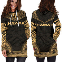 Hawaii Women's Hoodie Dress - Polynesian Gold Chief - Polynesian Pride