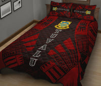 Tuvalu Quilt Bed Set - Tuvalu Coat Of Arms Red Tattoo Style - Polynesian Pride