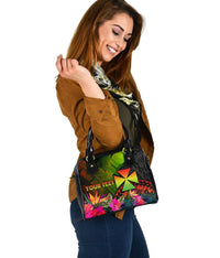 Wallis and Futuna Polynesian Personalised Shoulder Handbag - Hibiscus and Banana Leaves - Polynesian Pride