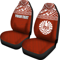 Tahiti Custom Personalised Car Seat Covers - Tahiti Flag Polynesian Red Horizontal - Polynesian Pride