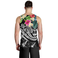 Guam Polynesian Men's Tank Top - Summer Plumeria (Black) - Polynesian Pride