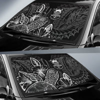 Tuvalu Auto Sun Shades Turtle Hibiscus Black - Polynesian Pride