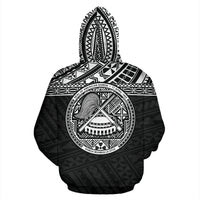 American Samoa All Over Zip up Hoodie Polynesian Black Version - Polynesian Pride