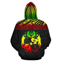 Tonga Polynesian All Over Custom Zip up Hoodie Reggae Horizontal Style - Polynesian Pride