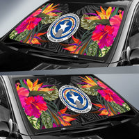 Northern Mariana Islands Auto Sun Shades - Hibiscus Pattern - Polynesian Pride