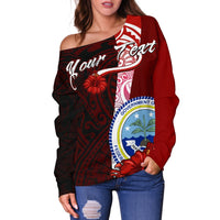 Federated States Of Micronesia Custom Personalised Women's Off Shoulder Sweater - Coat Of Arm With Hibiscus - Polynesian Pride