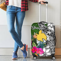 Papua New Guinea Custom Personalised Luggage Covers White - Turtle Plumeria Banana Leaf - Polynesian Pride