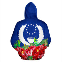 Pohnpei Polynesian Hoodie Flag Hibiscus - Polynesian Pride