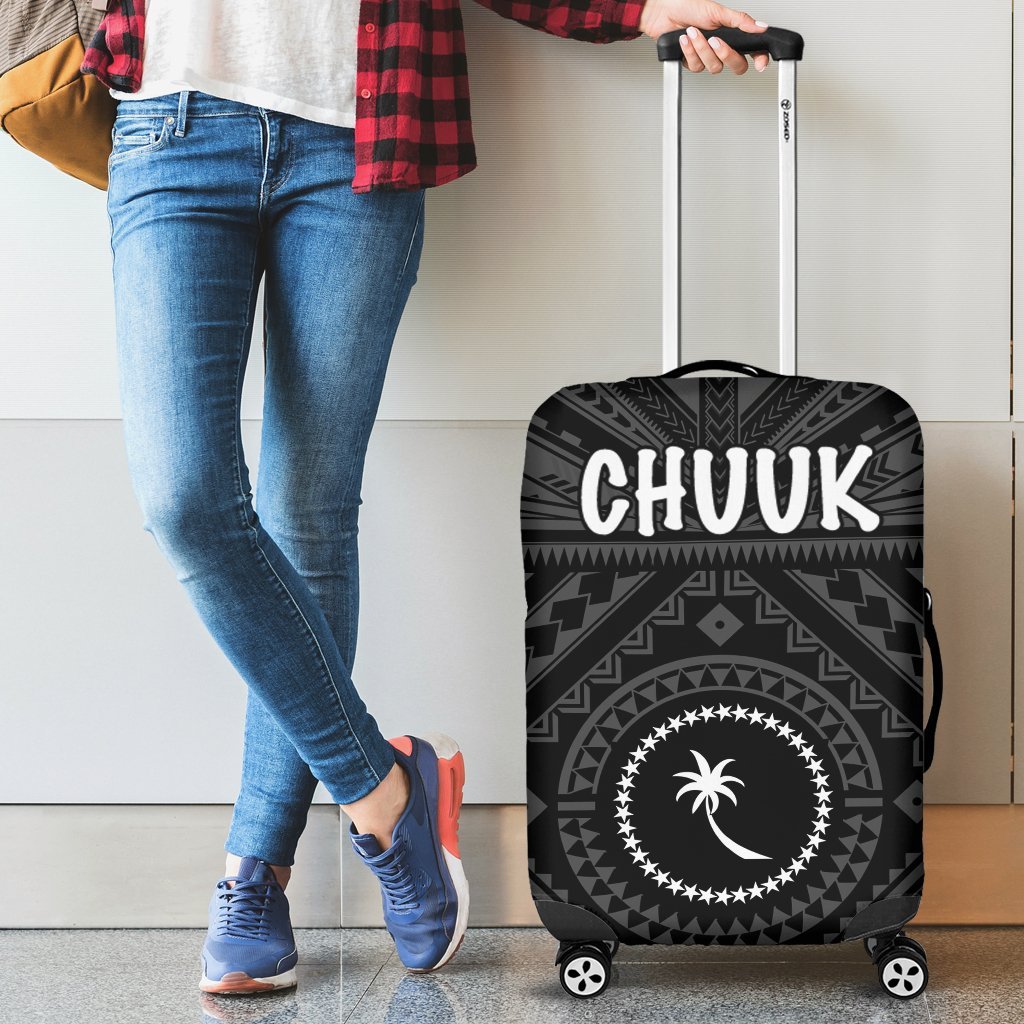 Chuuk Luggage Covers - Chuuk Seal With Polynesian Tattoo Style ( Black) Black - Polynesian Pride