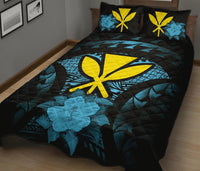 Kanaka Maoli (Hawaii) Polynesian Quilt Bed Set Hibiscus Blue - Polynesian Pride
