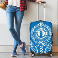 Northern Mariana Islands Luggage Cover - Micronesian Tribal Blue - Polynesian Pride