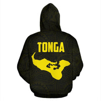 Tonga Polynesian Hoodie Tonga Coat of Arms In Turtle Map - Polynesian Pride
