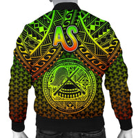 Polynesian American Samoa Men's Bomber Jacket - Reggae Vintage Polynesian Patterns - Polynesian Pride