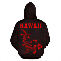 Hawaii Kakau Polynesian Red Hammerhead Shark Hoodie (Zip) - Polynesian Pride