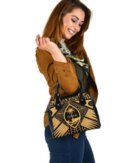 Guam Polynesian Shoulder Handbag - Guam Gold Seal with Polynesian Tattoo - Polynesian Pride