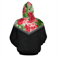 Hawaii Pink Hibiscus Palm Hoodie - Polynesian Pride
