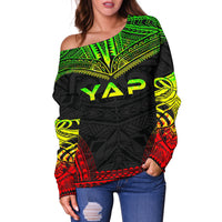 Yap Polynesian Chief Women's Off Shoulder Sweater - Reggae Version - Polynesian Pride
