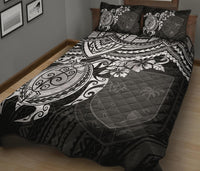 Fiji Polynesian Quilt Bed Set - Fiji Flag & White Turtle Hibiscus - Polynesian Pride