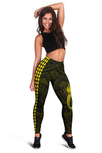 Hawaii Turtle Shark Polynesian Leggings - Yellow - Polynesian Pride