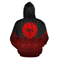 Tahiti Polynesian Hoodie Red Black Pride Map nd Seal - Polynesian Pride