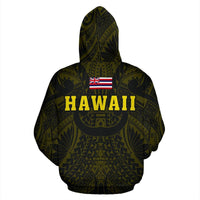 Polynesian Kamapuaa Flag of Hawaii Zip Hoodie Yellow Hawaiian Mythology Style - Polynesian Pride