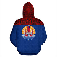 French Polynesia All Over Zip up Hoodie Polynesian Hoodie Style - Polynesian Pride