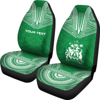 Norfolk Island Custom Personalised Car Seat Cover - Norfolk Island Coat Of Arms Polynesian Chief Tattoo Green Version - Polynesian Pride