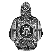 Tuvalu ll Over Hoodie Tuvalu Coat of rms Polynesian White Black - Polynesian Pride