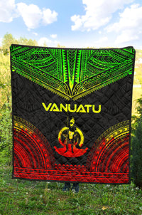 Vanuatu Premium Quilt - Vanuatu Coat Of Arms Polynesian Chief Reggae Version - Polynesian Pride