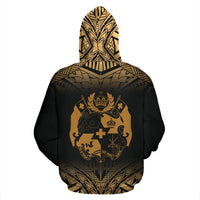 Tonga All Over Custom Zip up Hoodie Gold Fog - Polynesian Pride