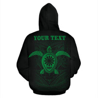 Polynesian ll Over Custom Hoodie Green Turtle Tribal Pattern - Polynesian Pride