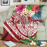 Tahiti Polynesian Premium Blanket - Summer Plumeria (Red) - Polynesian Pride