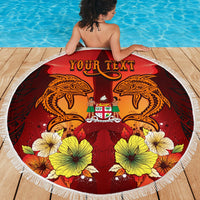 Fiji Custom Personalised Beach Blanket - Tribal Tuna Fish - Polynesian Pride