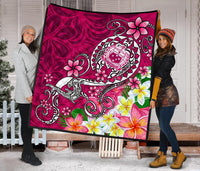 Samoa Premium Quilt - Turtle Plumeria (Pink) - Polynesian Pride