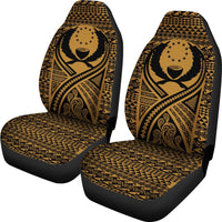 Pohnpei Car Seat Cover - Pohnpei Flag Polynesian Tattoo Gold - Polynesian Pride